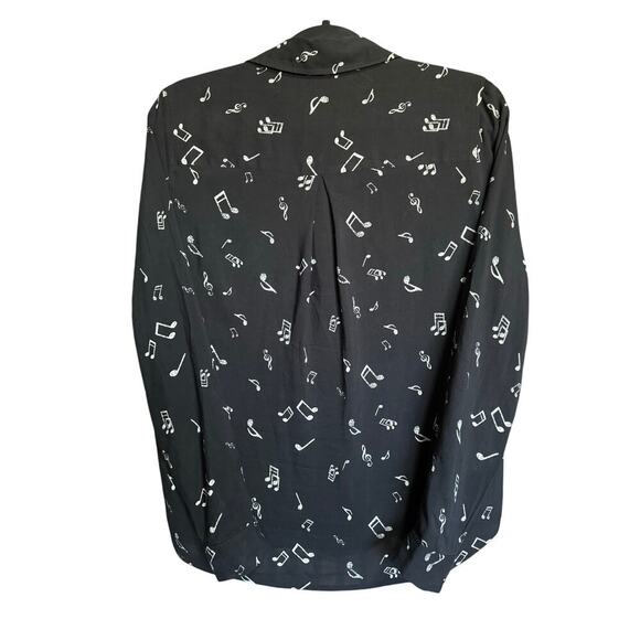 L’agence Music Note Musical Blouse Button Down Long Sleeve Black White Size S - Picture 6 of 10